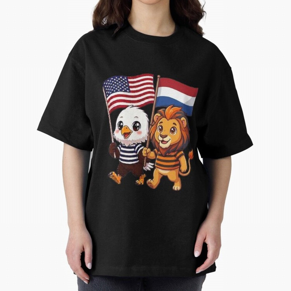 The American eagle and its friend the Dutch lion Classic T-Shirt Share the Excitement of FIFA World Cup 2026 Group Stage Celebrating Messi, CR7 and Mbappe, Netherlands Energy, Classic Soccer Heritage, Championship Pressure, Fan Loyalty and