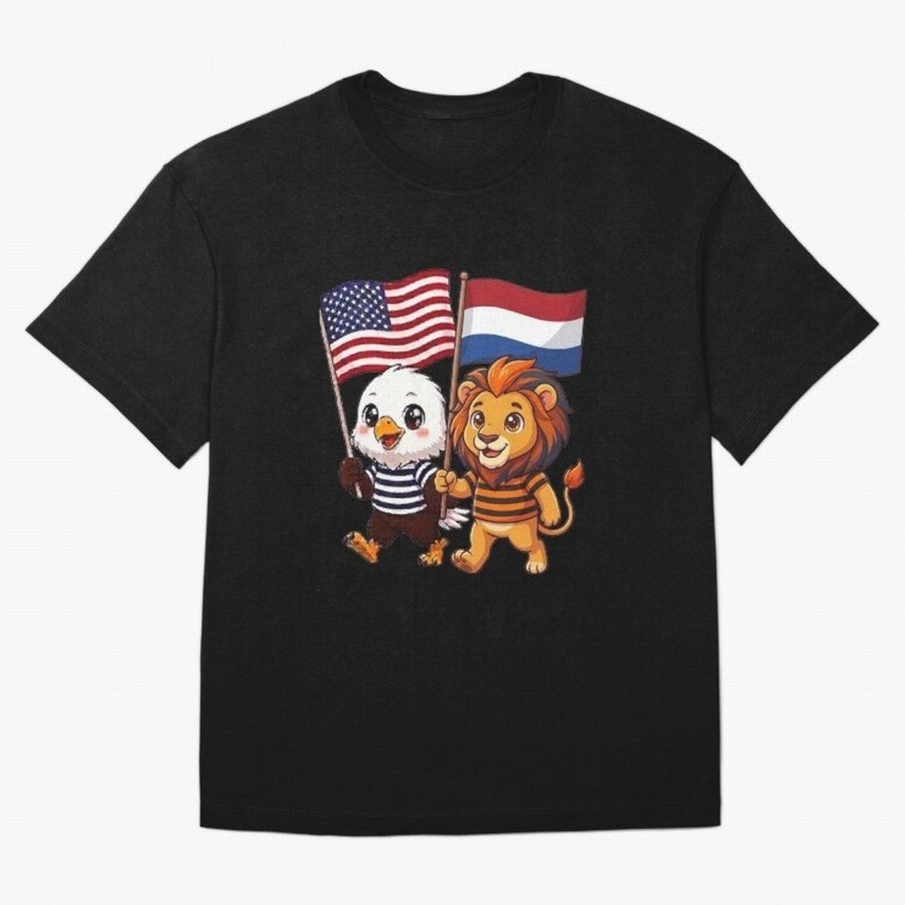 The American eagle and its friend the Dutch lion Classic T-Shirt Share the Excitement of FIFA World Cup 2026 Group Stage Celebrating Messi, CR7 and Mbappe, Netherlands Energy, Classic Soccer Heritage, Championship Pressure, Fan Loyalty and