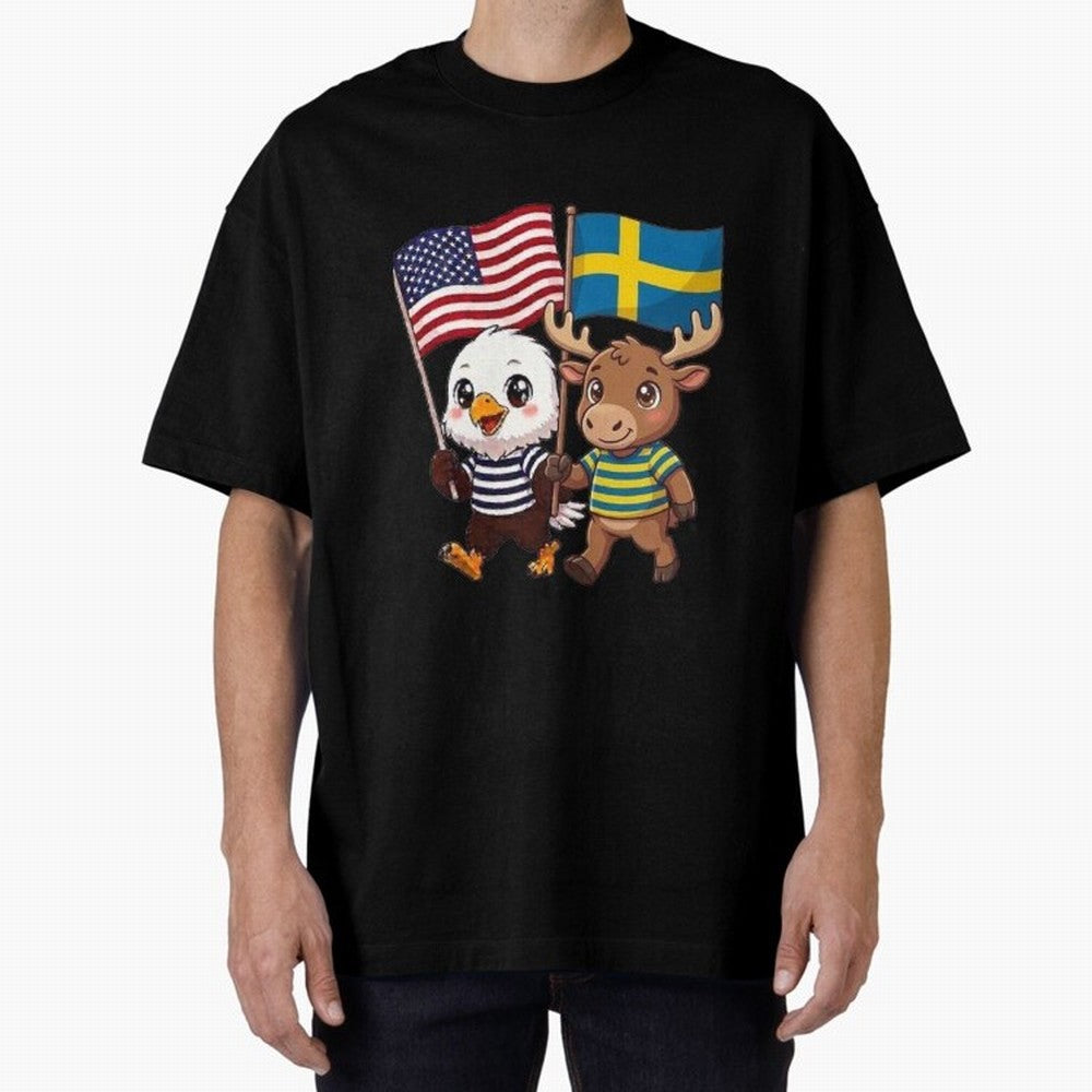 The American eagle and its friend, the Swedish elk Classic T-Shirt Build FIFA World Cup 2026 USA Canada Mexico Spirit, Connected to Spain, Messi and Cristiano Ronaldo, Football Passion, Legendary Performances, Festival Vibes and Supporter