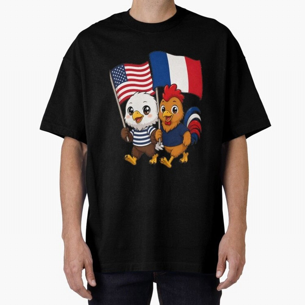 The American eagle and its friend, the French rooster Classic T-Shirt Bring a Vintage Feel to FIFA World Cup 2026 Group Stage Driven by Messi, Neymar and Mbappe, France Energy, Vintage Soccer Flavor, Modern Football Stars, National Flags and Final