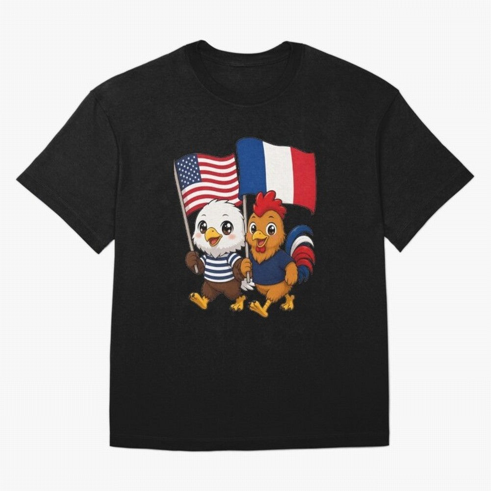 The American eagle and its friend, the French rooster Classic T-Shirt Bring a Vintage Feel to FIFA World Cup 2026 Group Stage Driven by Messi, Neymar and Mbappe, France Energy, Vintage Soccer Flavor, Modern Football Stars, National Flags and Final