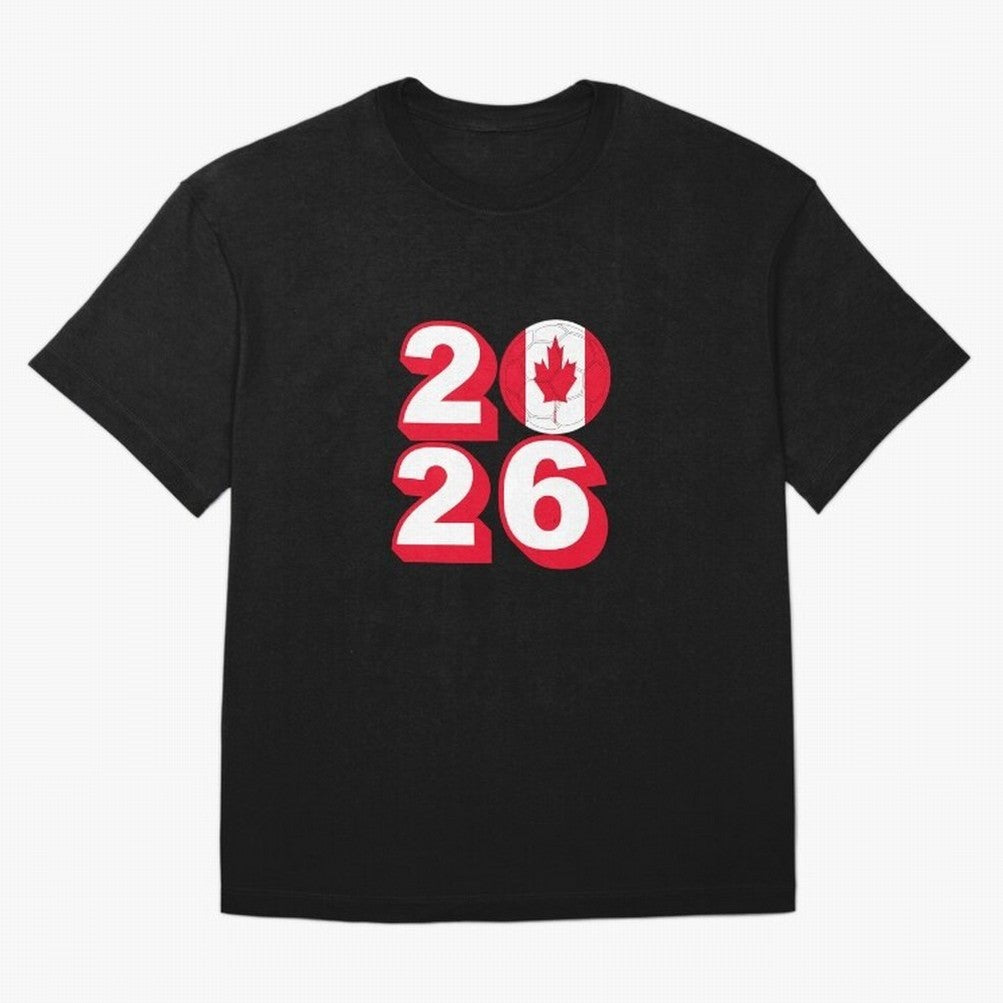 Canada 2026 Soccer Ball Graphic Design Classic T-Shirt Celebrate Unforgettable Nights in Global Football Passion for FIFA World Cup 2026 USA Canada Mexico, Centered on Messi and Cristiano Ronaldo, Argentina, Vintage Soccer Flavor, Modern Football