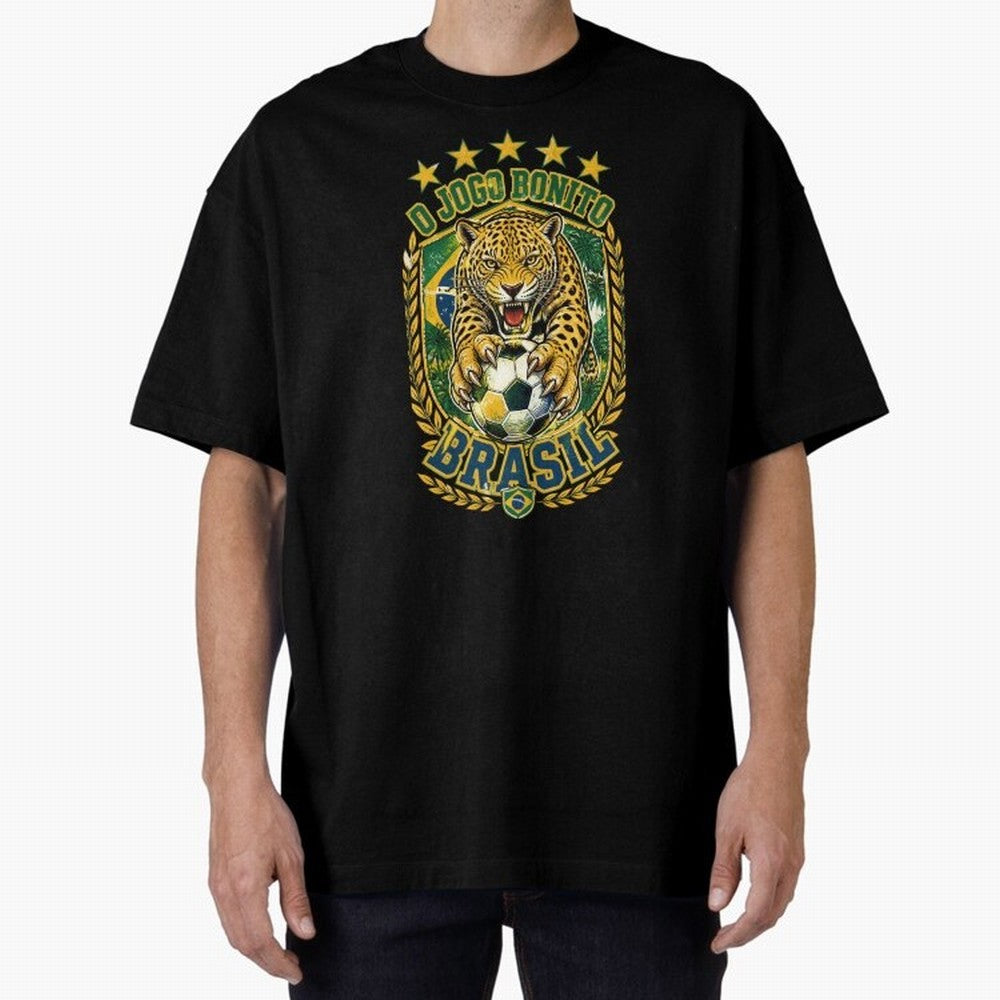 Brazil Soccer Jaguar - O Jogo Bonito Vintage 5 Stars Football Fan T-Shirt Classic T-Shirt Celebrate Global Passion for the FIFA World Cup 2026 USA Canada Mexico Journey through Mbappe Highlights, Brazil, Portugal and Argentina Pride, Classic Soccer