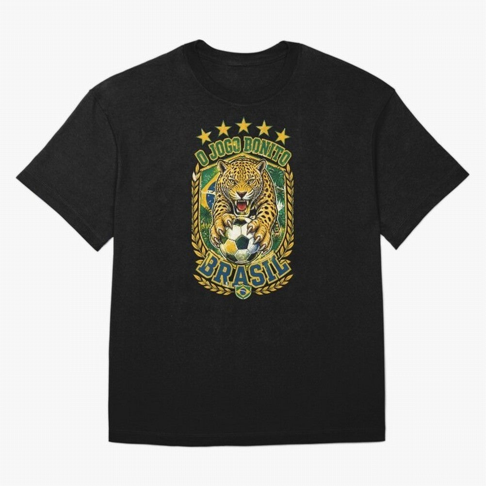 Brazil Soccer Jaguar - O Jogo Bonito Vintage 5 Stars Football Fan T-Shirt Classic T-Shirt Celebrate Global Passion for the FIFA World Cup 2026 USA Canada Mexico Journey through Mbappe Highlights, Brazil, Portugal and Argentina Pride, Classic Soccer