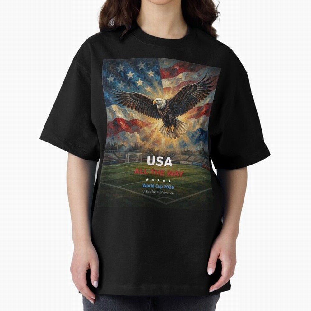 USA All The Way - American Eagle Soccer World Cup 2026 Tee Classic T-Shirt Carry the Dream of FIFA World Cup 2026 Group Stage Capturing Haaland and Mbappe, Argentina Energy, Champion Mindset, Group Stage Buzz, Knockout Tension and Passionate Fan