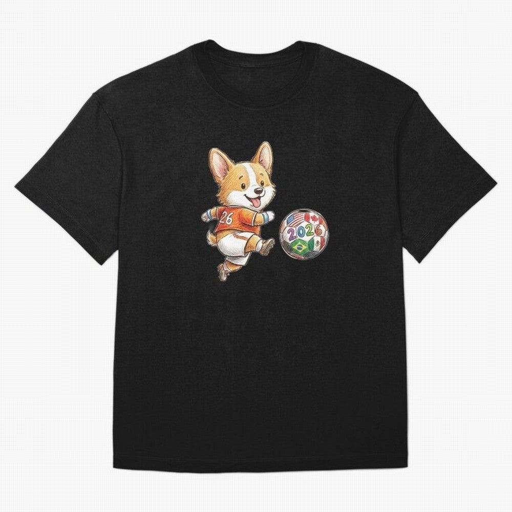 Cute Corgi Soccer Striker - 2026 World Cup Orange Jersey Classic T-Shirt Stand Proud for Match Day Hype around FIFA World Cup 2026 Group Stage, Haaland and Mbappe, France, Stadium Memories, Football Loyalty, International Chants and Championship
