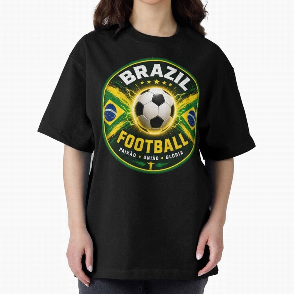 Elegant Brazil Football Emblem Classic T-Shirt Relive the Noise and Pride of Global Football Passion for FIFA World Cup 2026, Filled with Neymar, Haaland and Cristiano Ronaldo, Brazil, Portugal and Argentina, Goal Celebration Energy, Supporter