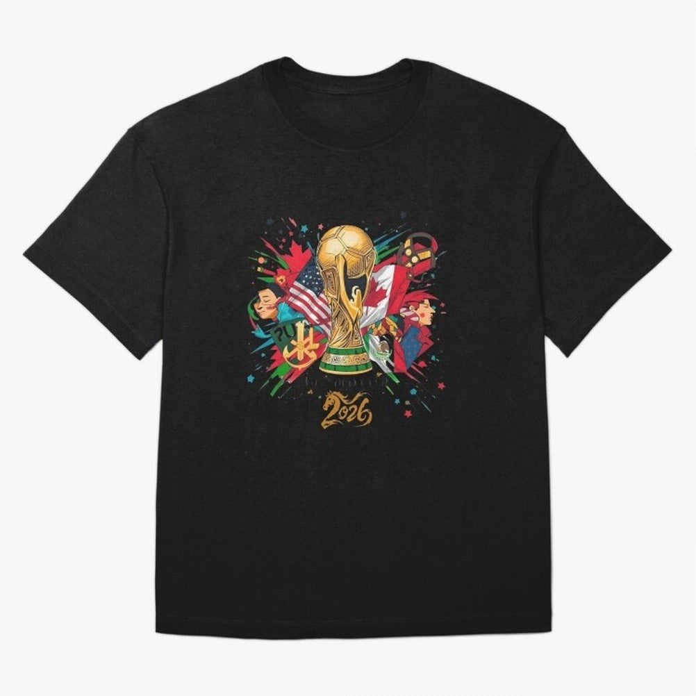 North America 2026 Splash Art Classic T-Shirt Fuel Your Fan Pride for Global Football Passion for FIFA World Cup 2026 USA Canada Mexico, Capturing Haaland and Mbappe, England, Vintage Soccer Flavor, Modern Football Stars, National Flags and Final