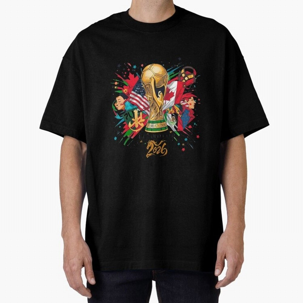 North America 2026 Splash Art Classic T-Shirt Fuel Your Fan Pride for Global Football Passion for FIFA World Cup 2026 USA Canada Mexico, Capturing Haaland and Mbappe, England, Vintage Soccer Flavor, Modern Football Stars, National Flags and Final