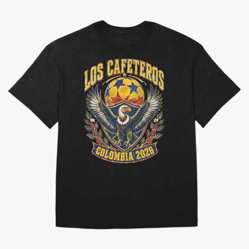Los Cafeteros Colombia 2026 World Cup Soccer T-Shirt Classic T-Shirt Honor Global Football Passion for FIFA World Cup 2026, Inspired by Messi and Cristiano Ronaldo, Portugal, Sports Nostalgia, International Competition, Famous Players and