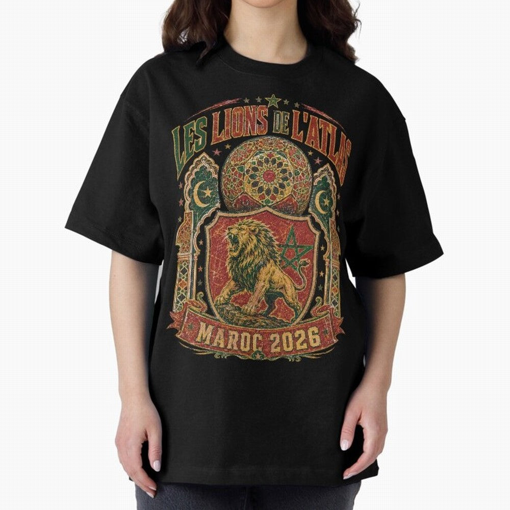 Lions De L'Atlas Maroc 2026 World Cup Soccer T-Shirt Classic T-Shirt Celebrate the Stars of Global Football Passion for FIFA World Cup 2026 USA Canada Mexico, Inspired by Haaland, Spain, Vintage Soccer Flavor, Modern Football Stars, National Flags