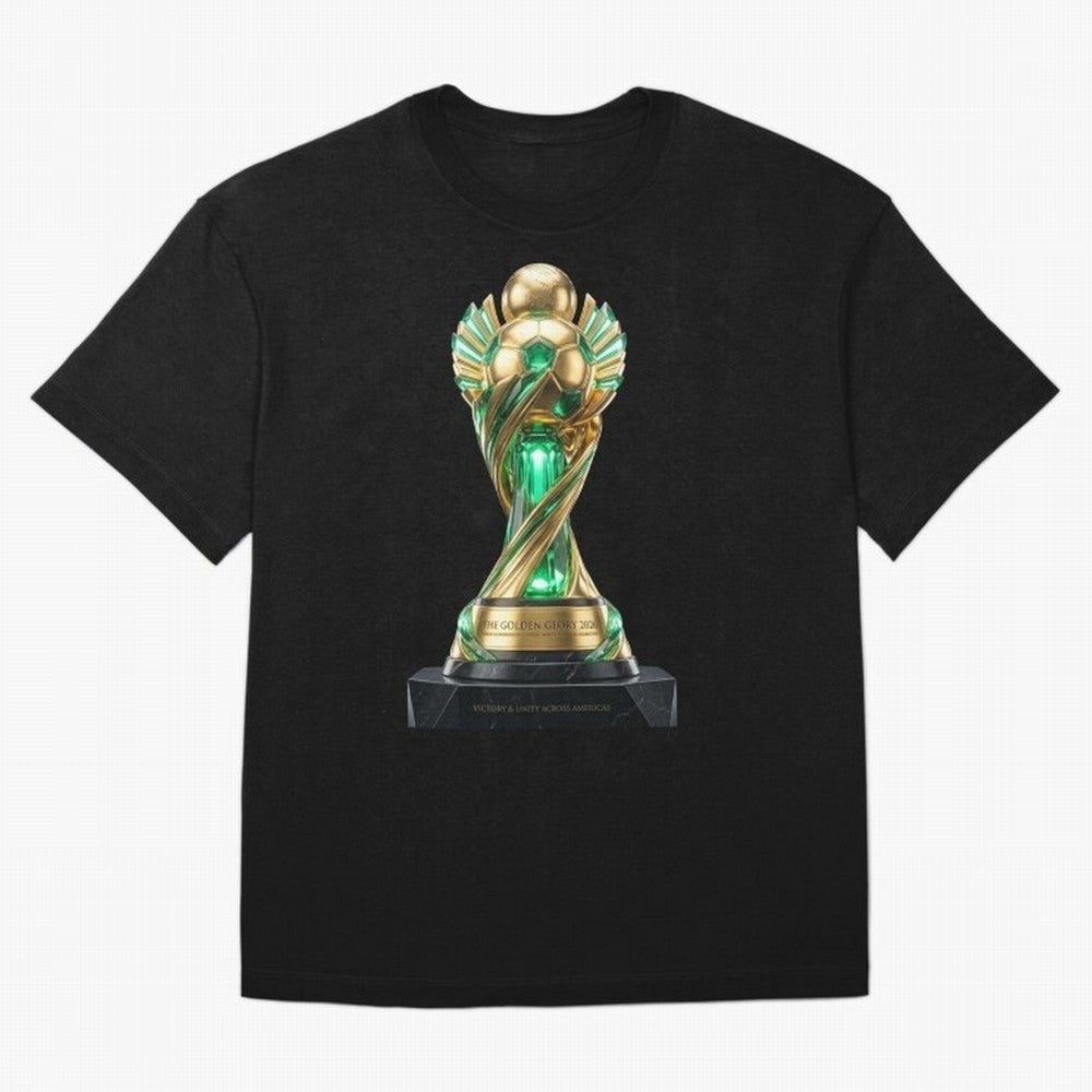 The Golden Glory 2026 - Futurist Soccer Trophy Classic T-Shirt Bring Champion Energy into FIFA World Cup 2026 USA Canada Mexico Highlighting Messi, CR7 and Mbappe, Argentina and Brazil Energy, Fan Favorite Moments, National Team Passion, Big Match