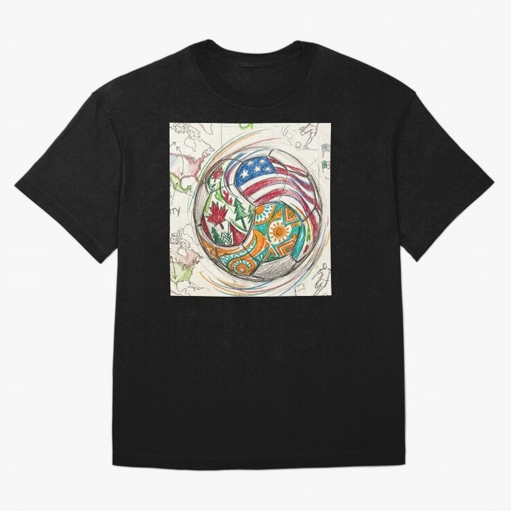 FIFA 2026 World Cup Unity Ball - Hand-Drawn Host Nations Art Classic T-Shirt Celebrate Rivalries and Pride in Global Football Passion for FIFA World Cup 2026 Group Stage, Connected to Cristiano Ronaldo, Portugal, Retro Football Energy, Iconic