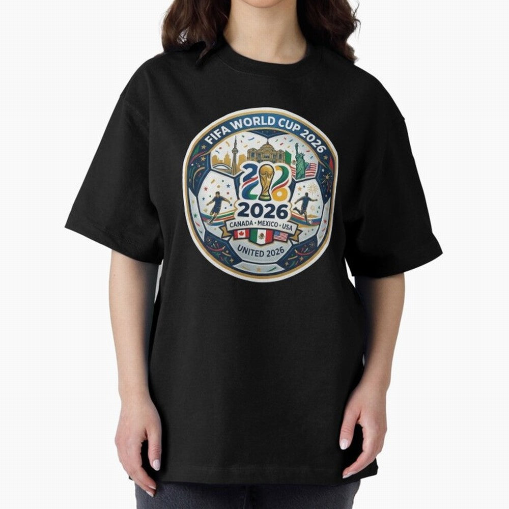 FIFA World Cup 2026 North America Commemorative Emblem Classic T-Shirt Support the Legends of FIFA World Cup 2026 USA Canada Mexico Inspired by Messi, Neymar and Mbappe, Argentina, France and Brazil Energy, Football History, Final Match Energy,