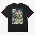 Argentina Cat World Cup 2026 ¨C Geometric Football Art Classic T-Shirt Capture Global Football Passion for FIFA World Cup 2026 USA Canada Mexico, Inspired by Mbappe and Neymar, Portugal, Spain and Germany, Sports Nostalgia, International