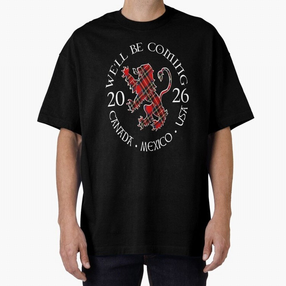 We'll be Coming Scotland Football Tee Scottish World Cup Classic T-Shirt Discover Global Football Passion for FIFA World Cup 2026 Group Stage, Capturing Messi and Cristiano Ronaldo, Spain and Netherlands, Stadium Chants, National Pride, Trophy