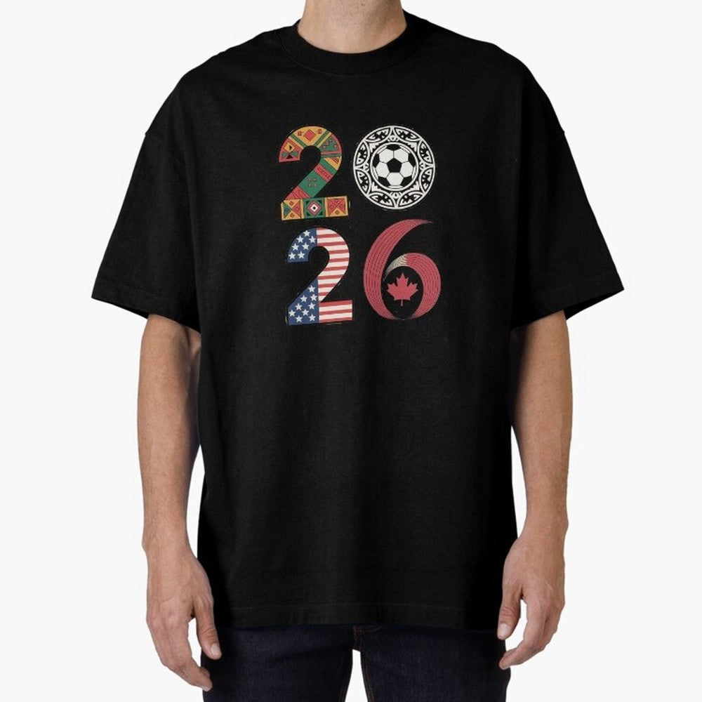 2026 Football Countries Design ¨C USA, Canada & Mexico Inspired Art Oversized T-Shirt Support the Legends of FIFA World Cup 2026 Spirit, Made for Argentina and Brazil, CR7, Champion Mindset, Group Stage Buzz, Knockout Tension and Passionate Fan