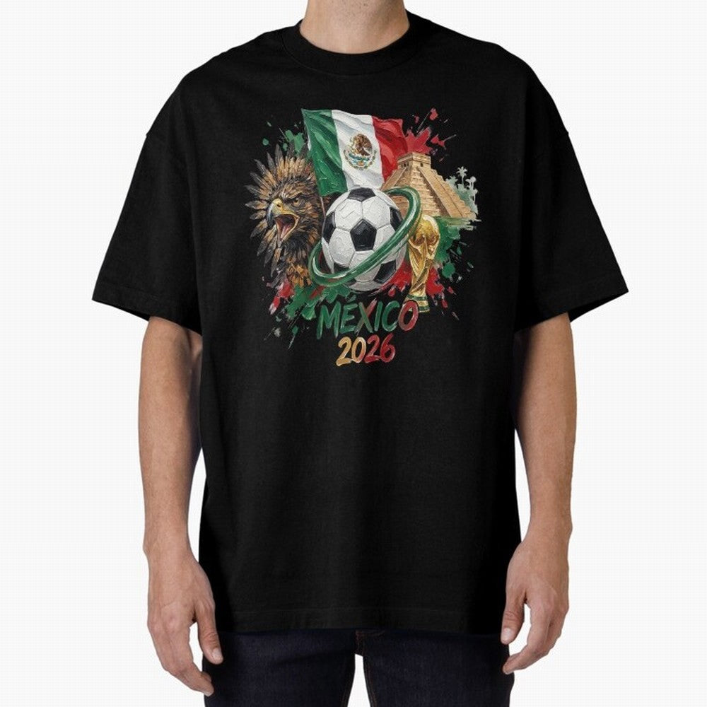 Mexico World Cup 2026 Oversized T-Shirt Keep Football History Alive during FIFA World Cup 2026 Highlighting Neymar, Haaland and Cristiano Ronaldo, Germany Energy, Championship Spirit, Famous Goals, Roaring Crowds and International Football Unity;