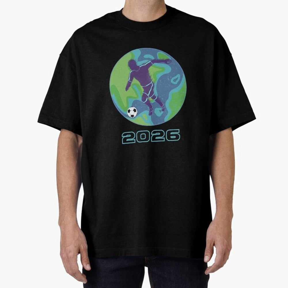 Soccer world 2026 Oversized T-Shirt Feel the Trophy Chase of FIFA World Cup 2026 Group Stage for Fans of Haaland and Mbappe and Brazil, Bringing Stadium Memories, Football Loyalty, International Chants and Championship Tradition; Made for Die Hard