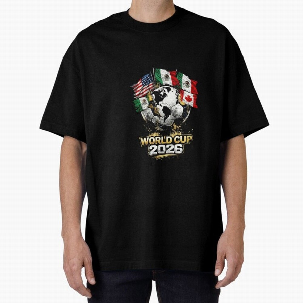 Fifa 2026 World Cup Flags Football Graphic Tee Oversized T-Shirt Bring International Match Energy to the FIFA World Cup 2026 USA Canada Mexico Journey through Neymar, Haaland and Cristiano Ronaldo Highlights, Portugal Pride, Football Passion,