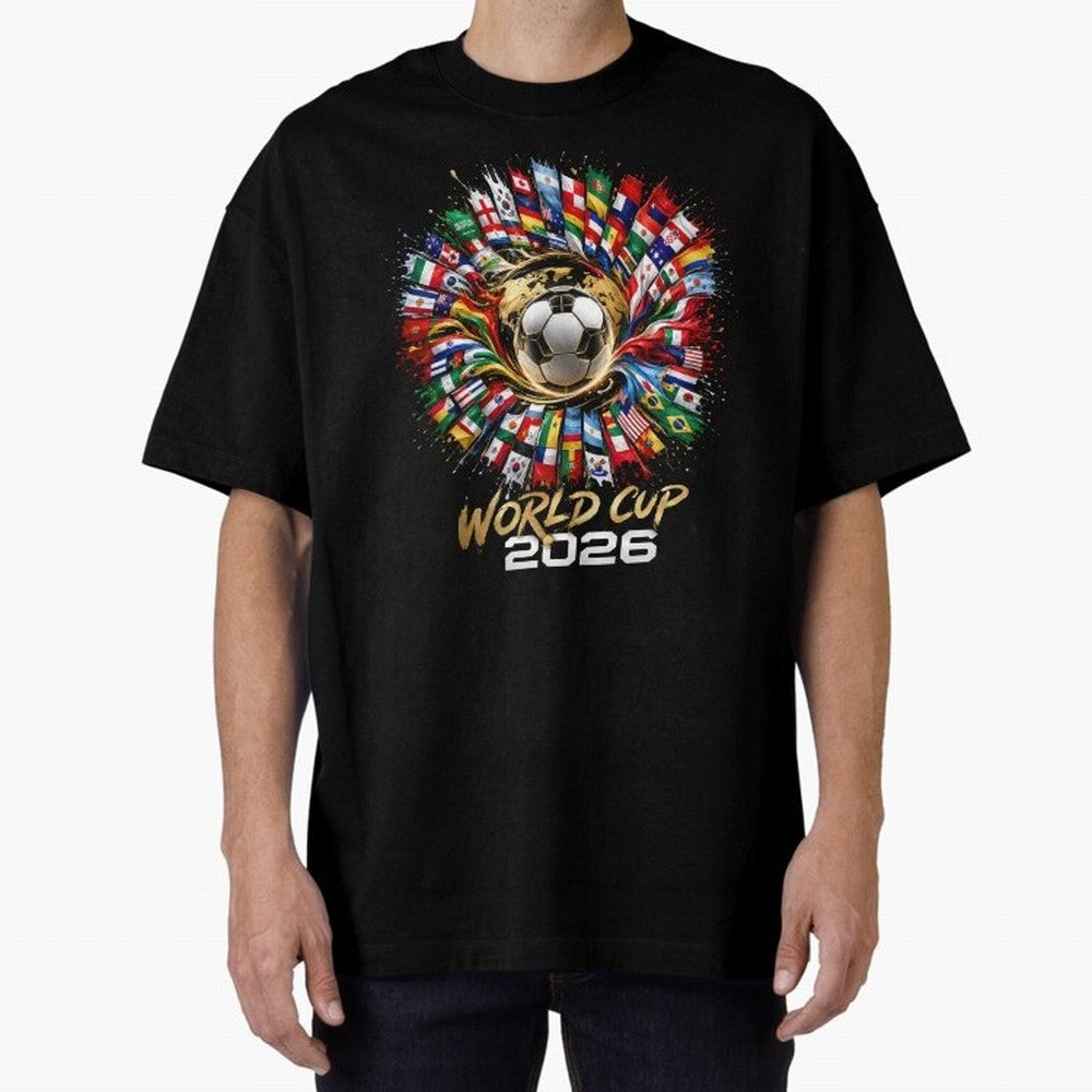 World Cup 2026 Flag Fusion Football T-Shirt Oversized T-Shirt Capture FIFA World Cup 2026 Group Stage Inspired by Neymar, England and Germany Energy, Worldwide Fan Energy, Dramatic Goals, Stadium Lights and Championship Celebrations; Created for