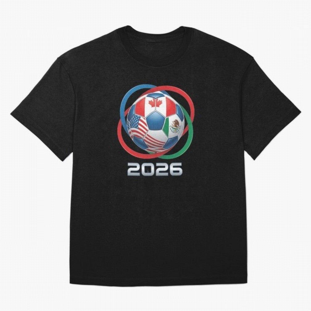 3D Realistic World Cup 2026 Soccer Ball with Rings Oversized T-Shirt Capture FIFA World Cup 2026 Group Stage with Haaland and Mbappe, France Energy, Championship Spirit, Famous Goals, Roaring Crowds and International Football Unity; Great for Watch