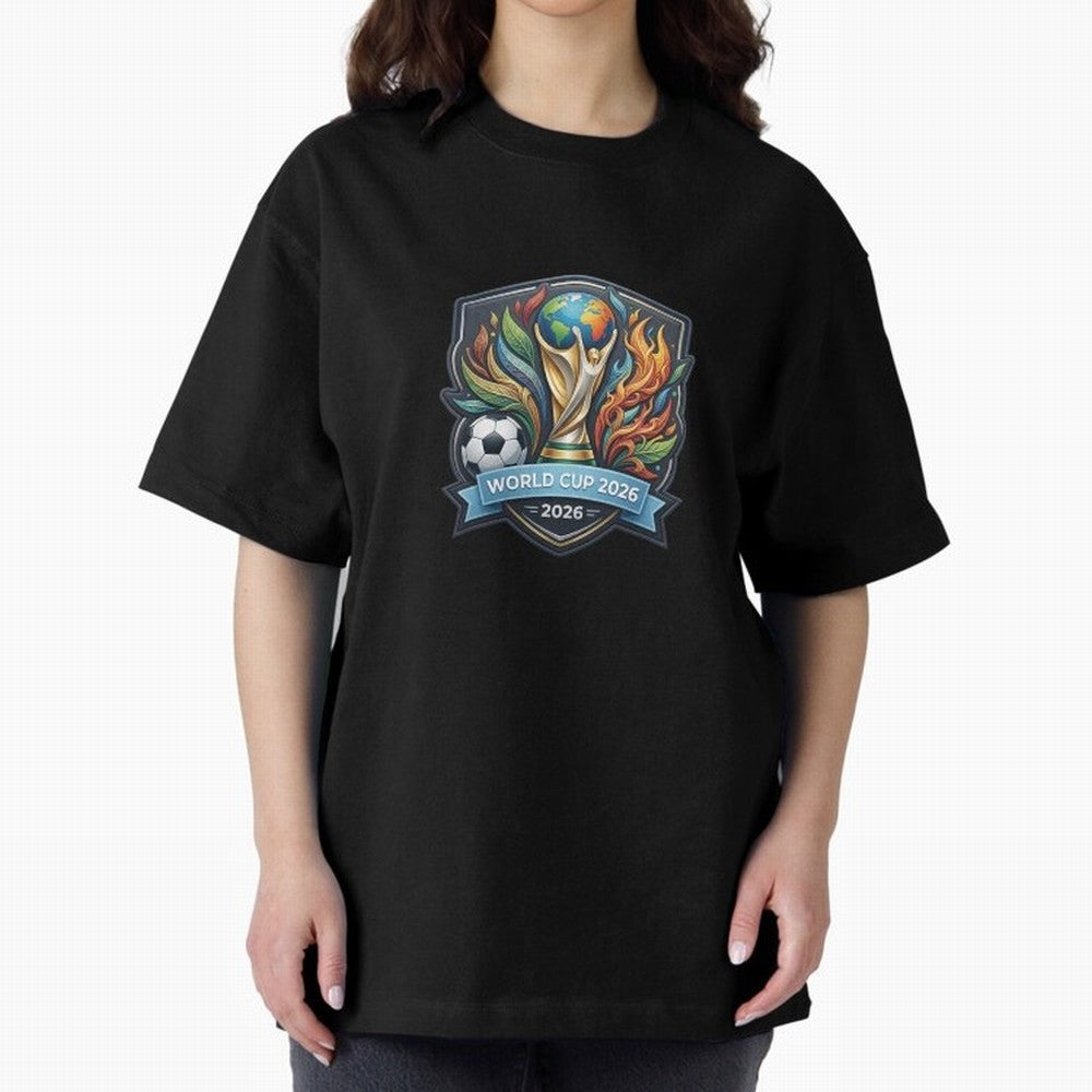 World Cup 2026 Football Crest - Retro Vintage Sticker Oversized T-Shirt Celebrate Unforgettable Nights in FIFA World Cup 2026 Group Stage Spirit, Highlighting Argentina, Messi and Cristiano Ronaldo, Global Supporter Spirit, Legendary Goals,