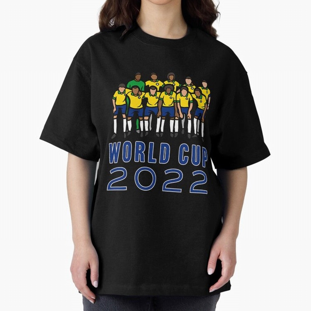 World Cup 2022 Oversized T-Shirt Join Supporters Worldwide for FIFA World Cup 2026 USA Canada Mexico Inspired by Neymar, Haaland and Cristiano Ronaldo, Brazil Energy, Football Festival Excitement, Trophy Ambitions, Country Rivalries and Star Player