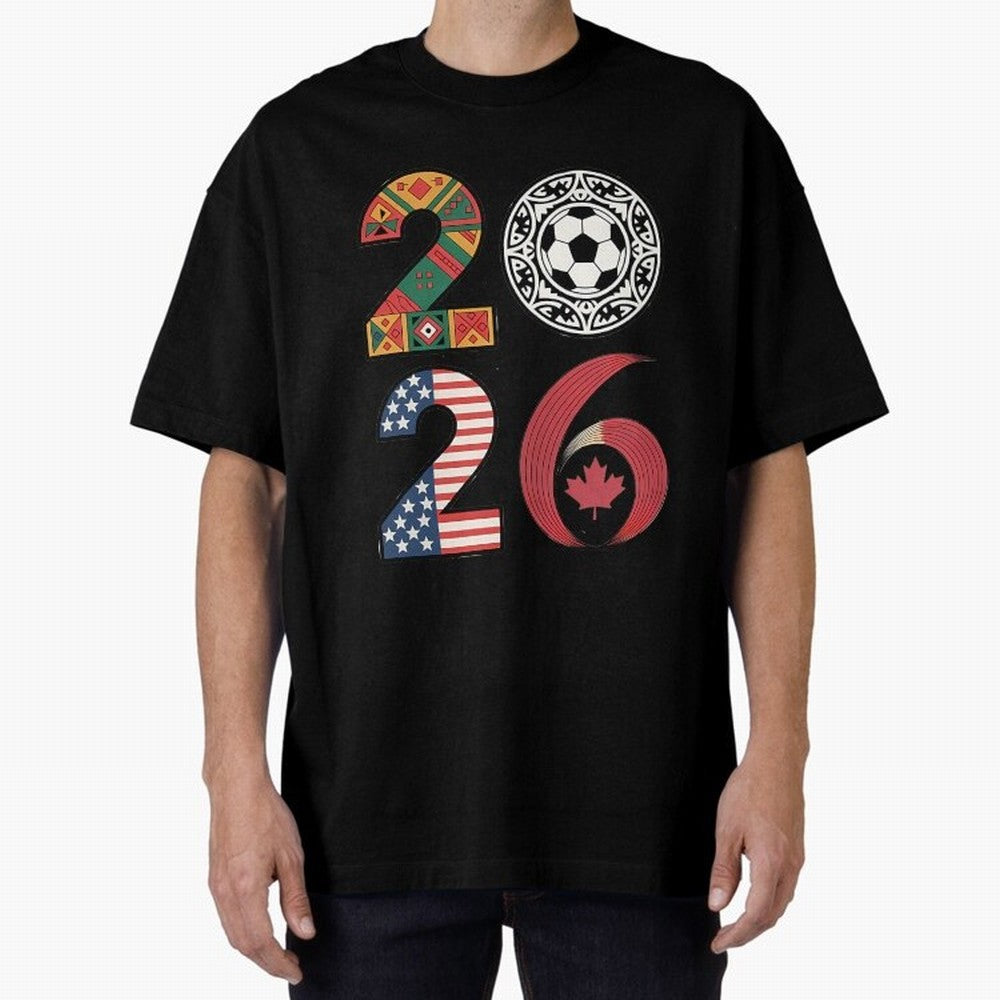 2026 Football Countries Design Usa Canada Mexico Inspired Oversized T-Shirt Carry the Dream of FIFA World Cup 2026 Spirit, Highlighting Germany, Haaland, Worldwide Fan Energy, Dramatic Goals, Stadium Lights and Championship Celebrations; Created