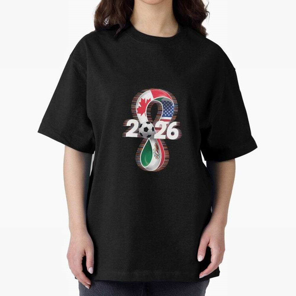 Usa Canada Mexico Soccer Football 2026 Oversized T-Shirt Honor the Football Icons of FIFA World Cup 2026 USA Canada Mexico Capturing Neymar, Argentina Energy, Retro Football Energy, Iconic Rivalries, Trophy Chase Drama and Stadium Atmosphere;