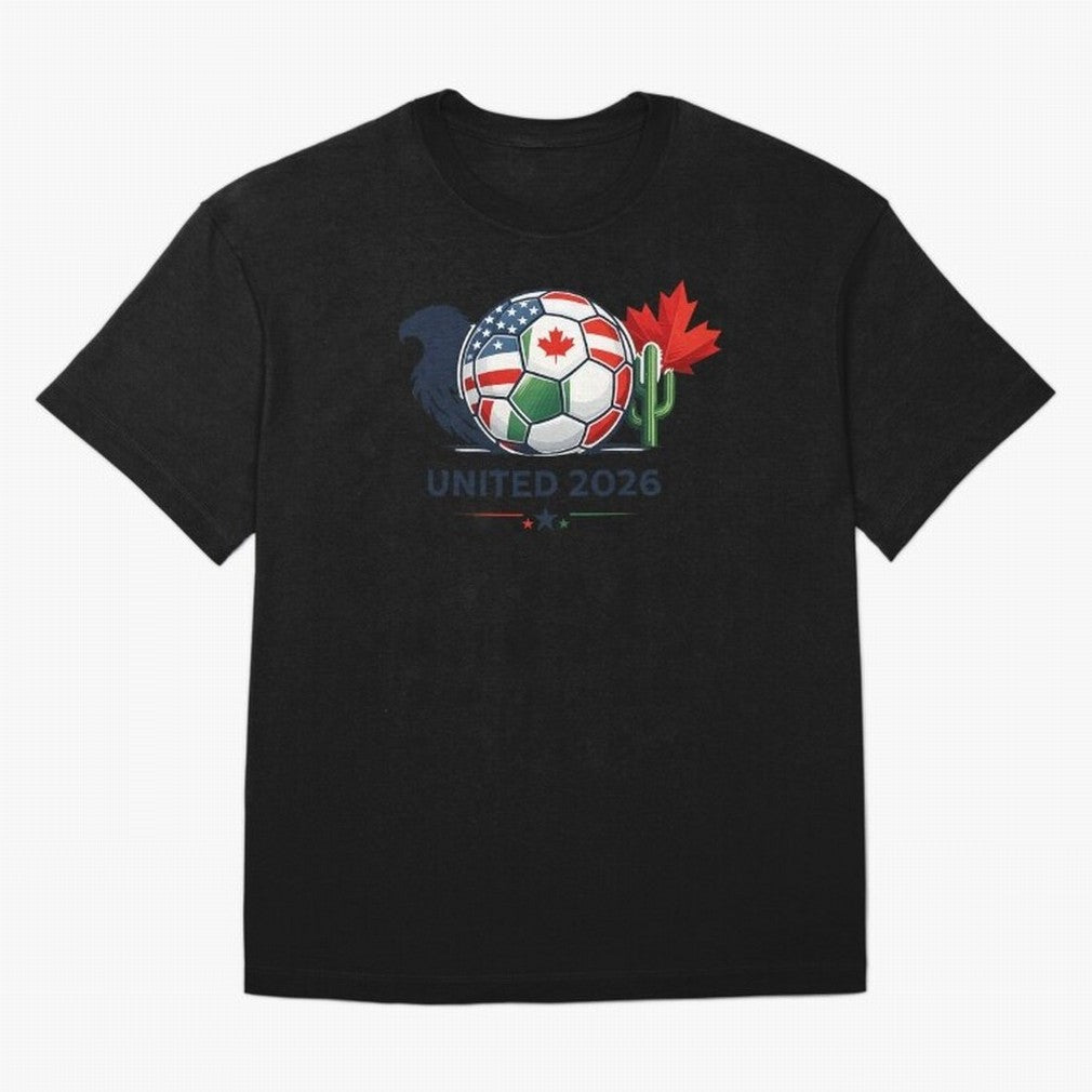 World Cup 2026 United Soccer Design Oversized T-Shirt Get Ready for Global Football Passion for FIFA World Cup 2026 USA Canada Mexico, Driven by Cristiano Ronaldo, Spain, Football Festival Excitement, Trophy Ambitions, Country Rivalries and Star