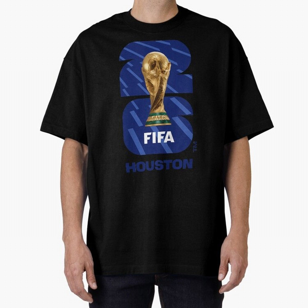 World Cup26 Houston Trophy Oversized T-Shirt Follow the Road to Global Football Passion for FIFA World Cup 2026, with Haaland and Mbappe, England, France and Netherlands, Supporter Pride, Iconic Celebrations, Legendary Names and Global Match Day