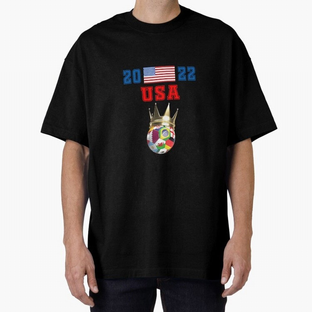 Usa World Cup Jersey 2022 Oversized T-Shirt Build Match Day Hype around FIFA World Cup 2026 USA Canada Mexico, CR7, Spain, Soccer Culture, Superstar Moments, National Team Dreams and Competitive Fire; Ideal for Fans Who Follow Messi, Cristiano