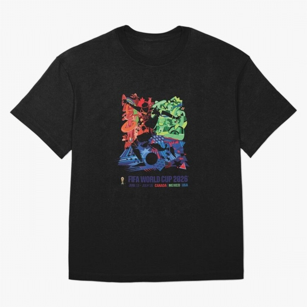 Host Nations Cultural Splash Art Oversized T-Shirt Show Your Love for FIFA World Cup 2026 USA Canada Mexico Highlighting CR7 and Messi, Argentina and Brazil Energy, Football Festival Excitement, Trophy Ambitions, Country Rivalries and Star Player