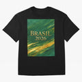 Brasil 2026 Gold Soccer Theme Oversized T-Shirt Bring World Football Passion into FIFA World Cup 2026 USA Canada Mexico Spirit, Inspired by France, Messi, Championship Spirit, Famous Goals, Roaring Crowds and International Football Unity; Ideal for