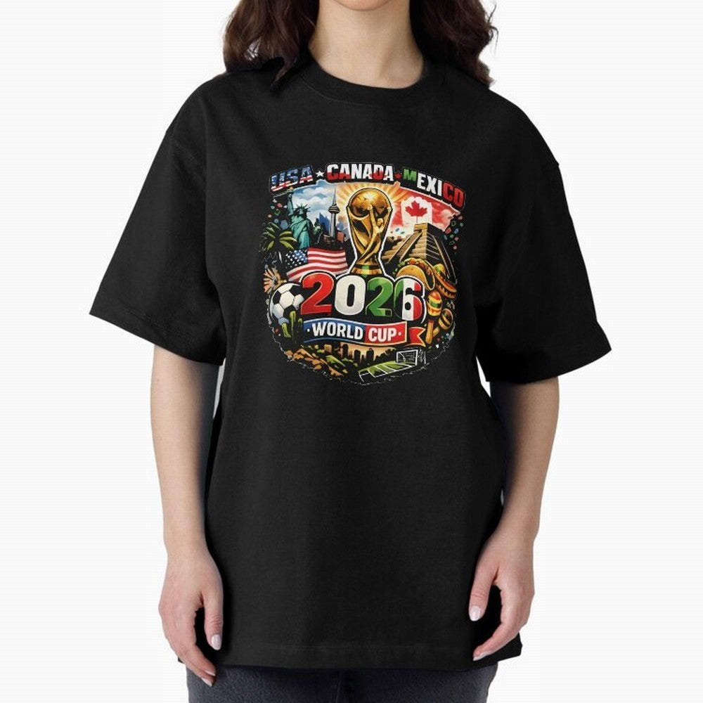 World Cup 2026 Funny Soccer Tournament 2026 T-Shirt_88656674 Oversized T-Shirt Upgrade FIFA World Cup 2026 for Fans of Mbappe and England, Bringing Football Festival Excitement, Trophy Ambitions, Country Rivalries and Star Player Buzz; Ideal for