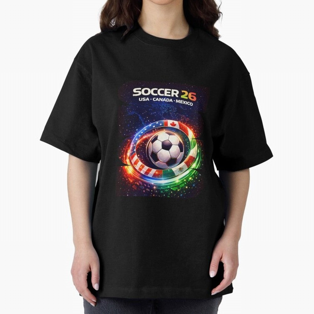 North America Soccer 2026 Soccer 26 Usa Canada Mexico Fan United 2026 Soccer Oversized T-Shirt Celebrate the Next Chapter of FIFA World Cup 2026 Group Stage for Fans of Messi, CR7 and Mbappe and England, France and Netherlands, Bringing Vintage