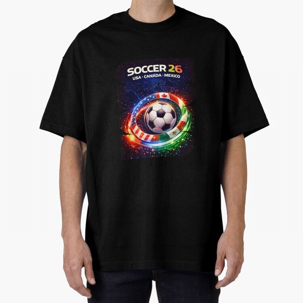 North America Soccer 2026 Soccer 26 Usa Canada Mexico Fan United 2026 Soccer Oversized T-Shirt Celebrate the Next Chapter of FIFA World Cup 2026 Group Stage for Fans of Messi, CR7 and Mbappe and England, France and Netherlands, Bringing Vintage