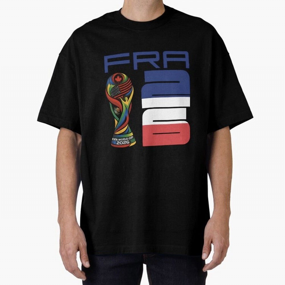 France World Cup 2026 Soccer - FRA 26 Blue White Red Oversized T-Shirt Support the FIFA World Cup 2026 Journey through CR7 Highlights, Netherlands Pride, Championship Spirit, Famous Goals, Roaring Crowds and International Football Unity; Made for