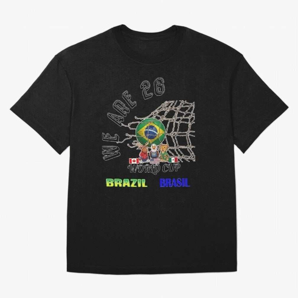World Cup 26 - Brazil Oversized T-Shirt Celebrate the Stars of FIFA World Cup 2026 Group Stage Highlighting Messi, Neymar and Mbappe, Brazil, Portugal and Argentina Energy, Sports Nostalgia, International Competition, Famous Players and