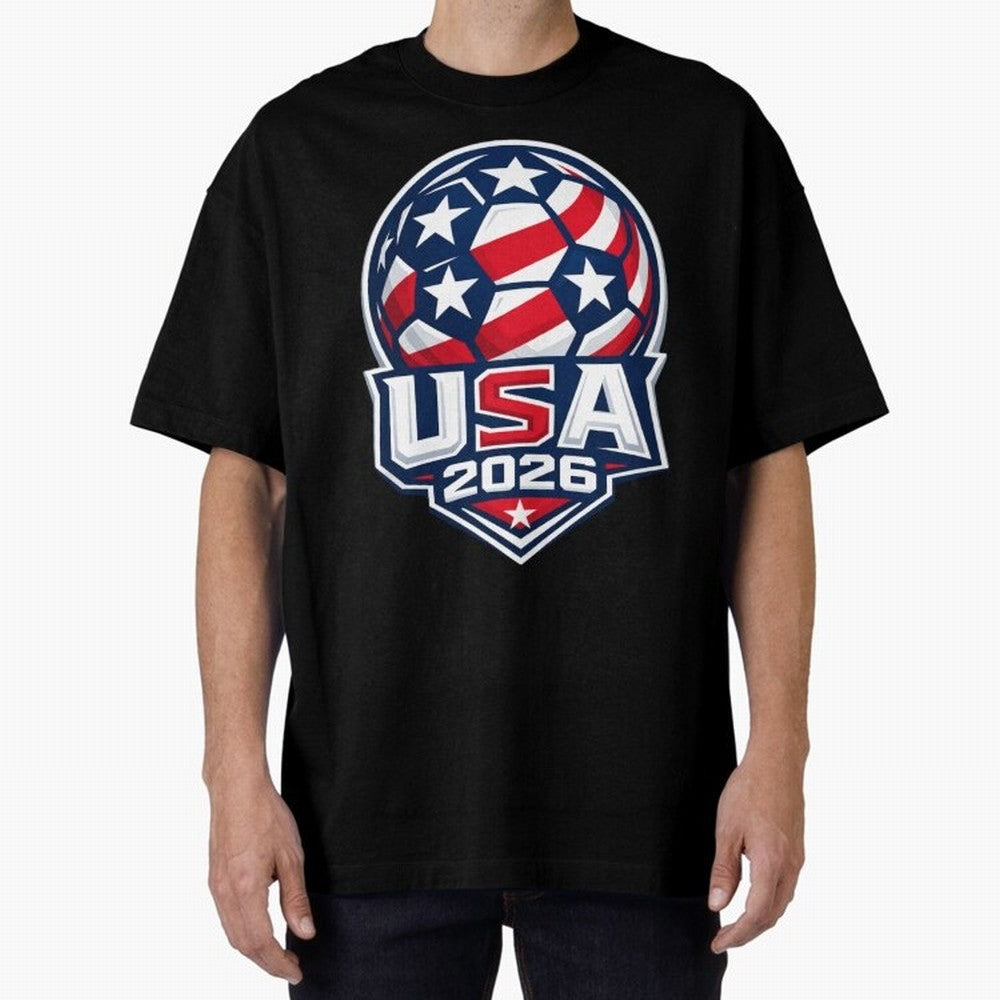 USA 2026 World Cup T-Shirt - Star Spangled Soccer Design - American Host Fan Tee Oversized T-Shirt Support Your Favorite Stars during FIFA World Cup 2026 Spirit, Featuring Portugal, Messi, CR7 and Mbappe, Classic Soccer Heritage, Championship