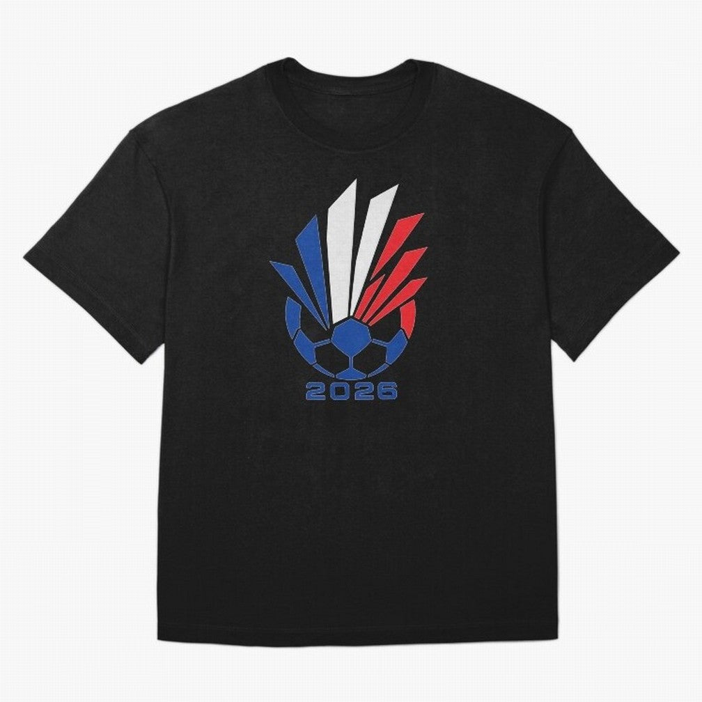 France Soccer 2026 Tricolor Burst Emblem Oversized T-Shirt Show Match Day Excitement for the FIFA World Cup 2026 Group Stage Journey through Cristiano Ronaldo Highlights, Argentina and Brazil Pride, Supporter Pride, Iconic Celebrations, Legendary