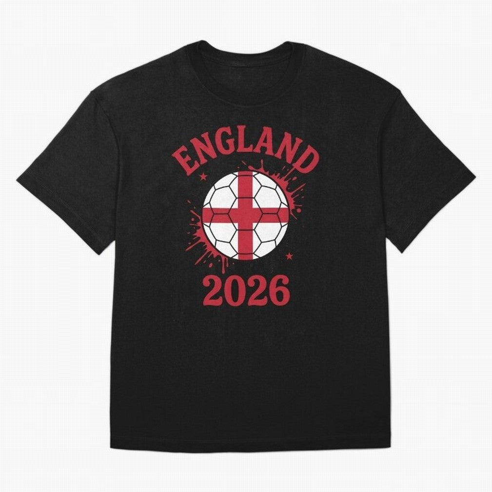 England World Cup 2026 football supporter| St George Cross Football Oversized T-Shirt Celebrate National Team Dreams in Global Football Passion for FIFA World Cup 2026, Connected to Messi, Neymar and Mbappe, Portugal, Spain and Germany, Football