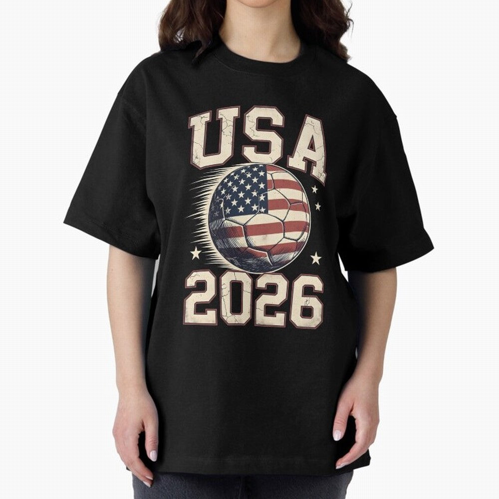 USA 2026 World Cup Soccer Oversized T-Shirt Embrace the FIFA World Cup 2026 Group Stage Journey through Mbappe and Neymar Highlights, Argentina, France and Brazil Pride, Global Supporter Spirit, Legendary Goals, National Colors and Tournament