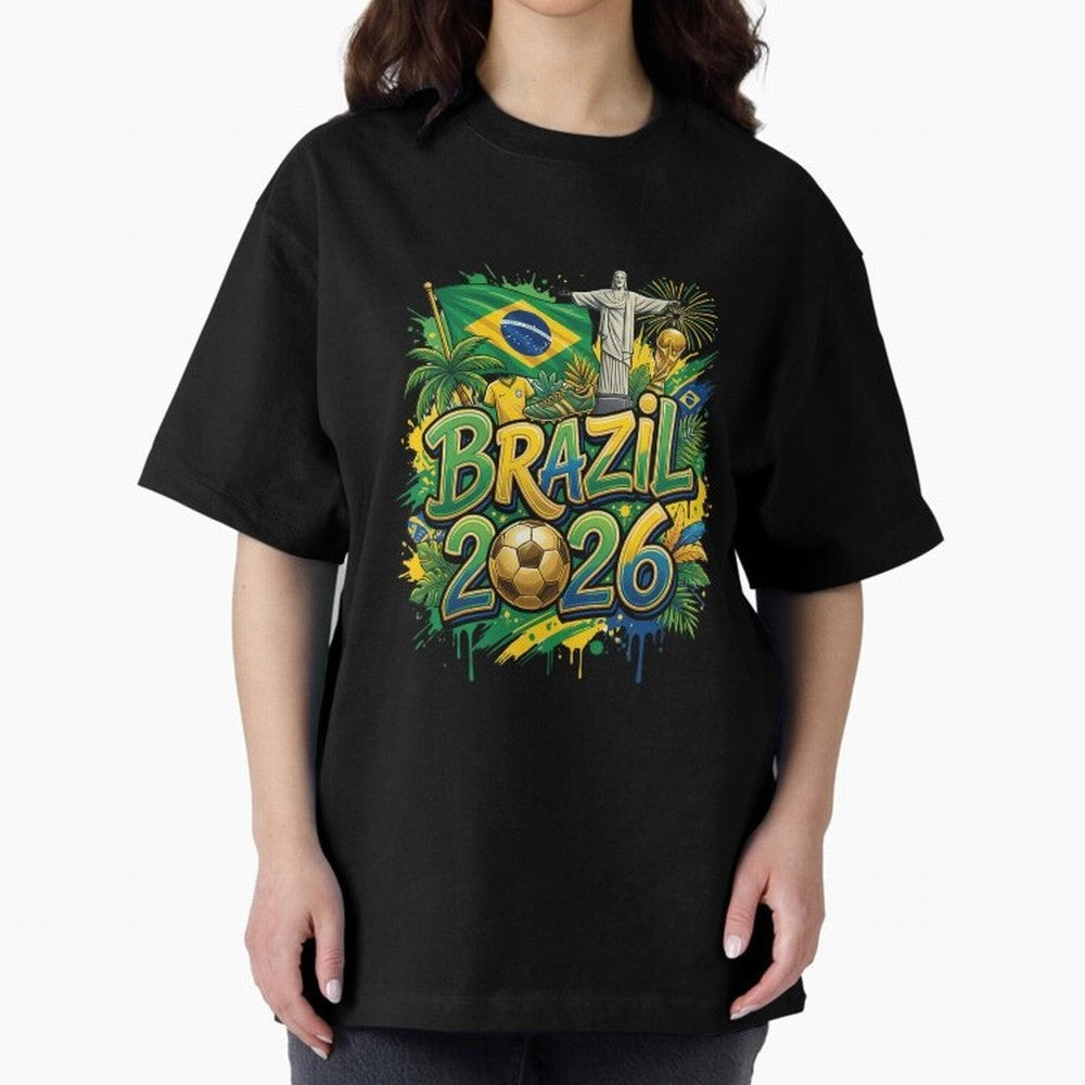 Brazil World Cup 2026 Football Legacy Oversized T-Shirt Represent Football Lovers during the FIFA World Cup 2026 Group Stage Journey through CR7 Highlights, England Pride, Retro Football Energy, Iconic Rivalries, Trophy Chase Drama and Stadium