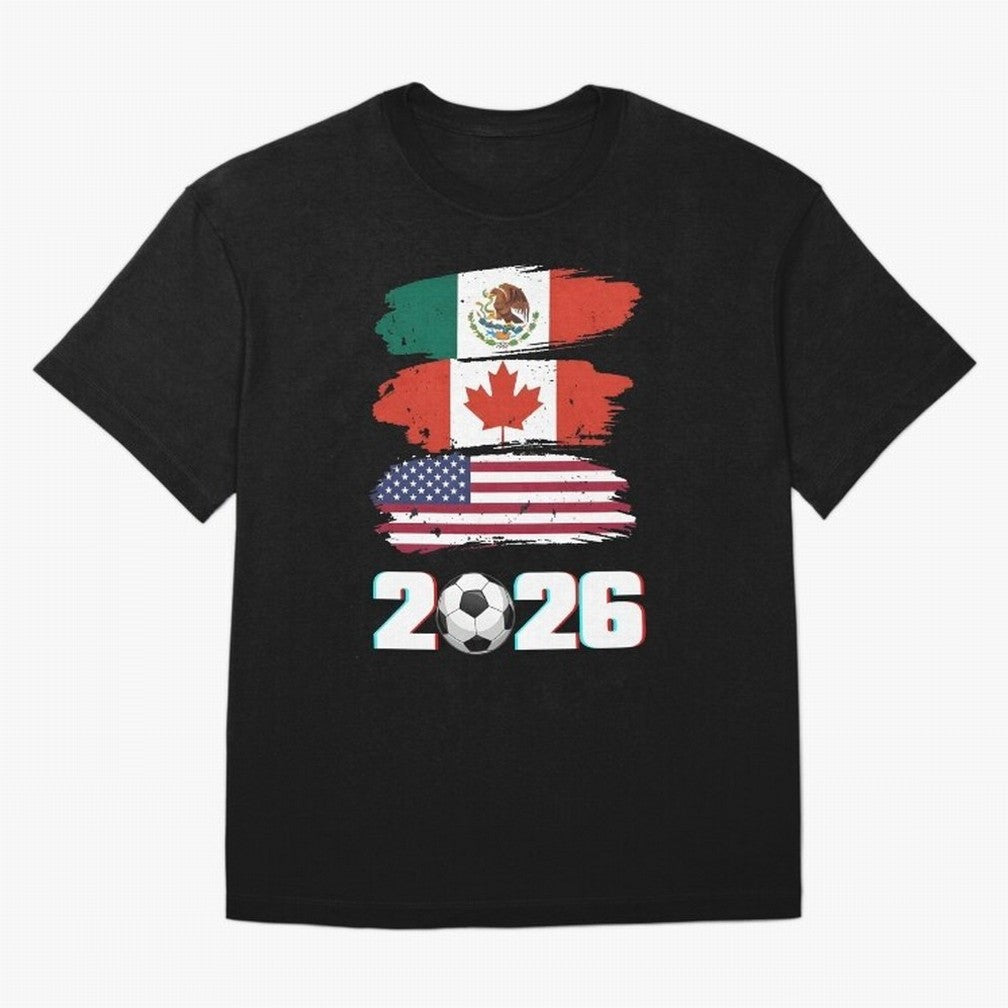 USA Canada Mexico Flag 2026 Cup Brush Art Oversized T-Shirt Show Your Stadium Side during the FIFA World Cup 2026 Journey through Haaland and Mbappe Highlights, England, France and Netherlands Pride, Fan Favorite Moments, National Team Passion, Big