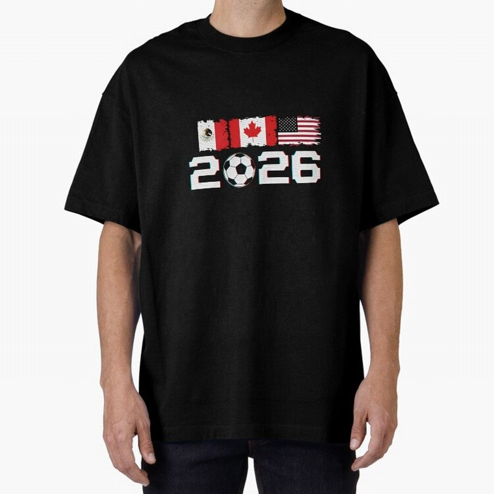 Glitched United 2026 Cup - North America Emblem Part 2 T-Shirt_82924673 Oversized T-Shirt Create FIFA World Cup 2026 Spirit, Celebrating Portugal, Spain and Germany, CR7, Worldwide Fan Energy, Dramatic Goals, Stadium Lights and Championship