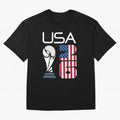 USA 2026 Soccer World Cup Trophy American Flag Design Oversized T-Shirt Remember Iconic Moments from the FIFA World Cup 2026 Group Stage Journey through Haaland Highlights, Portugal, Spain and Germany Pride, Soccer Culture, Superstar Moments,