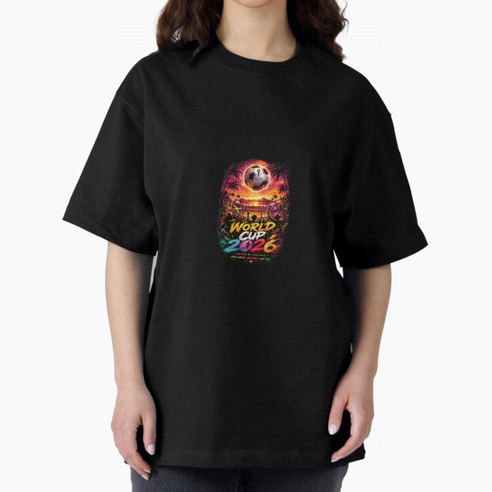 Copy of World Cup 2026 ¨C United Passion ?? | Neon Football Design Oversized T-Shirt Showcase the FIFA World Cup 2026 Group Stage Journey through Neymar, Haaland and Cristiano Ronaldo Highlights, Brazil Pride, Champion Mindset, Group Stage Buzz,