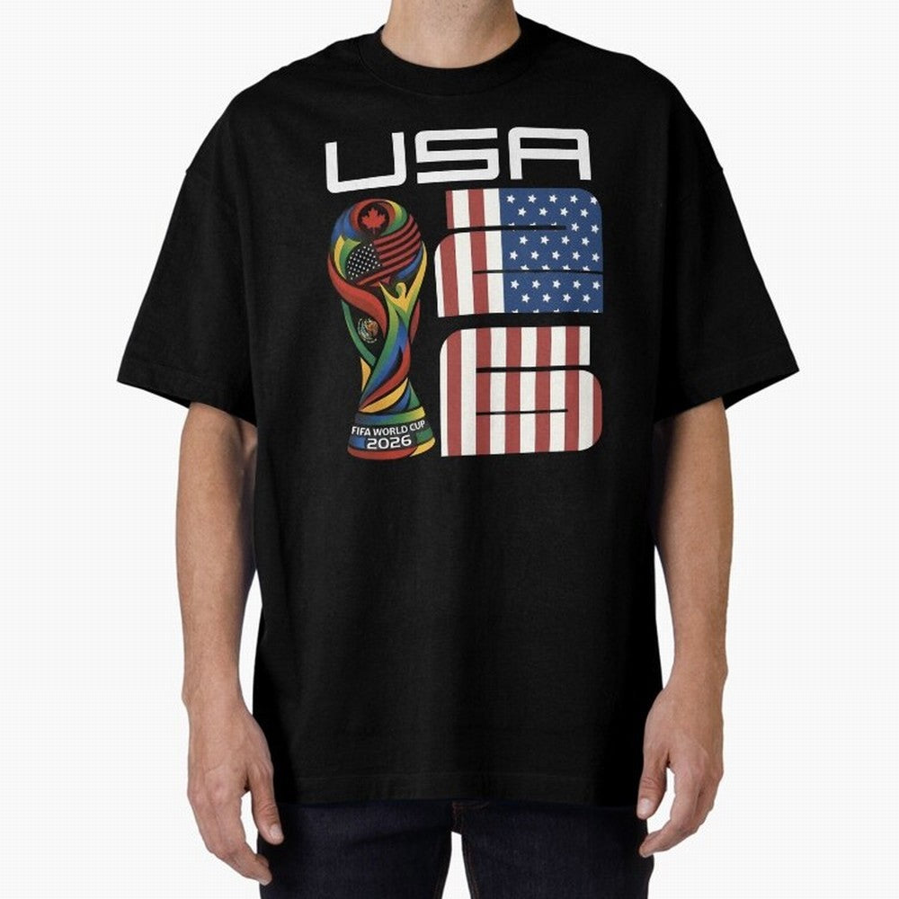 USA World Cup 2026 Host Nation Soccer Design Oversized T-Shirt Relive Global Football Passion for FIFA World Cup 2026, Celebrating CR7 and Messi, England and Germany, Tournament Hype, Historic Matchups, Family Viewing Parties and Global Sports
